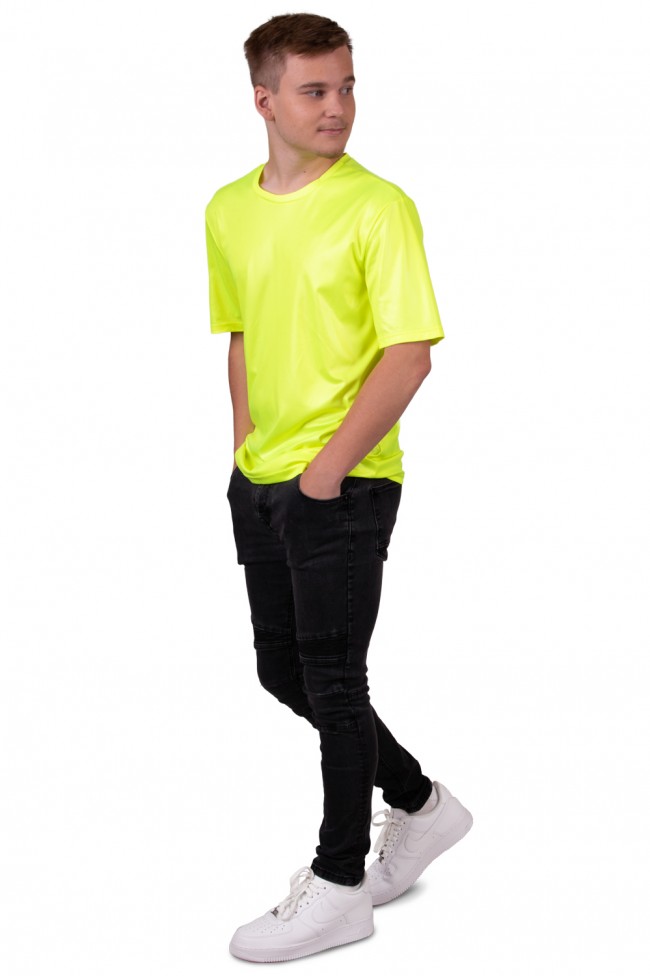 T-shirt fluo geel - willaert, verkleedkledij, carnavalkledij, carnavaloutfit, feestkledij, foute party, fluo party, neon party kamping kitch, bal marginaal